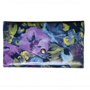 Patricia Nash Cori Leather Envelope Wallet, deep blue floral print